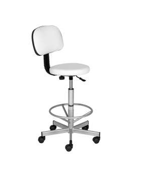 Стул мастера "АСТЕК" высокий хром с опорой для ног и спинкой